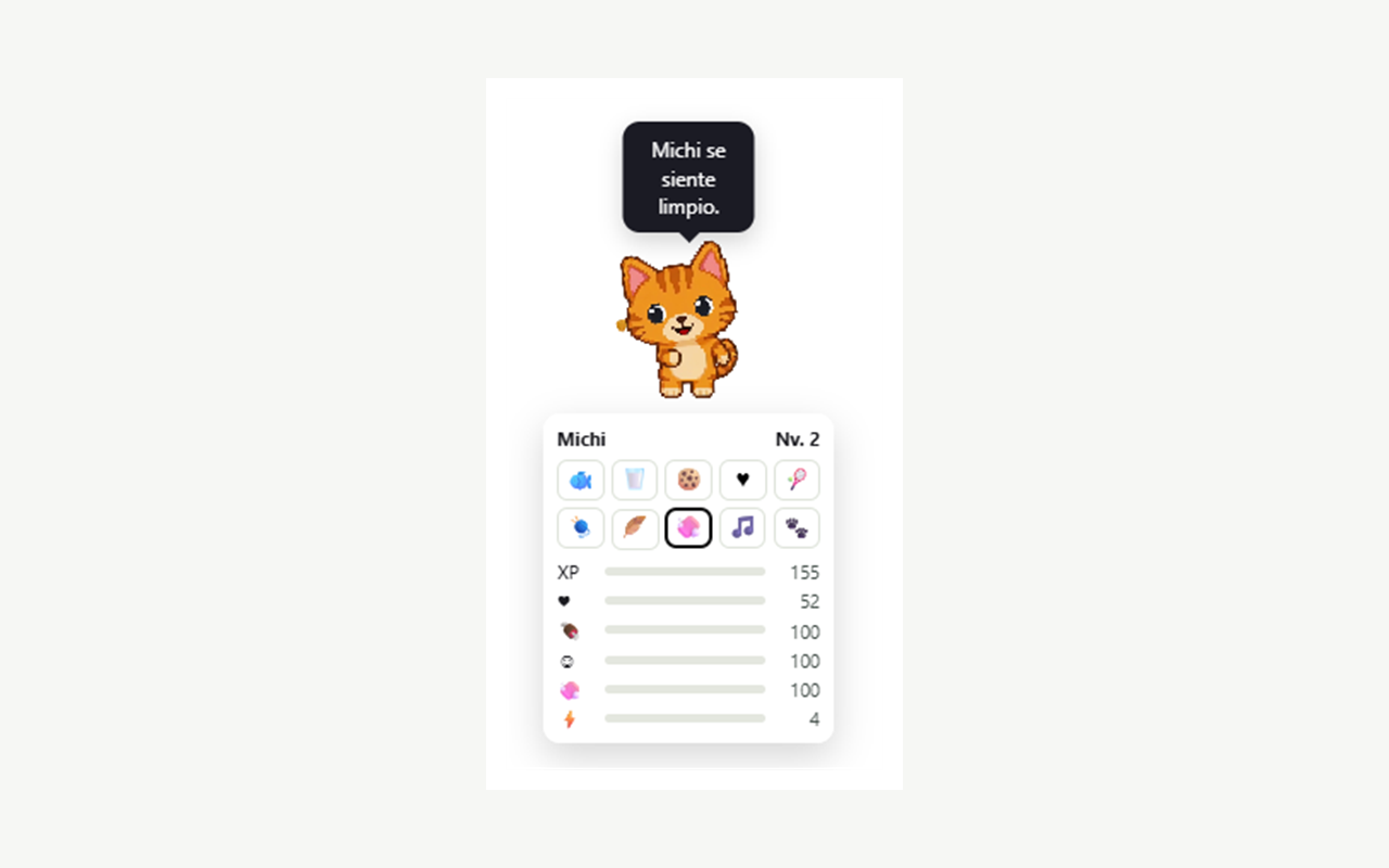 Pantalla de ajustes de MyPET